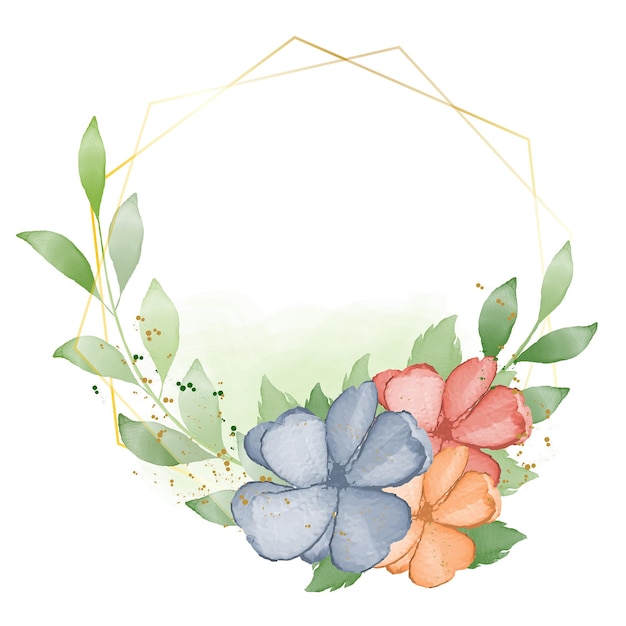 Watercolor Golden Floral Frame Design