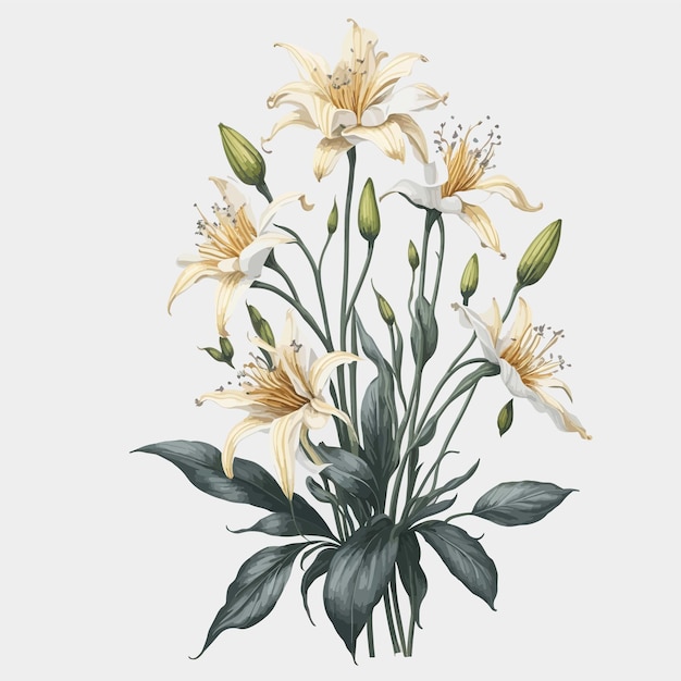 Watercolor golden rayed lily a simple vector