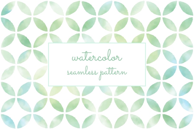 Watercolor green and blue wet wash geometric seamless pattern background