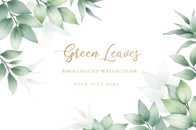 watercolor green leaves background