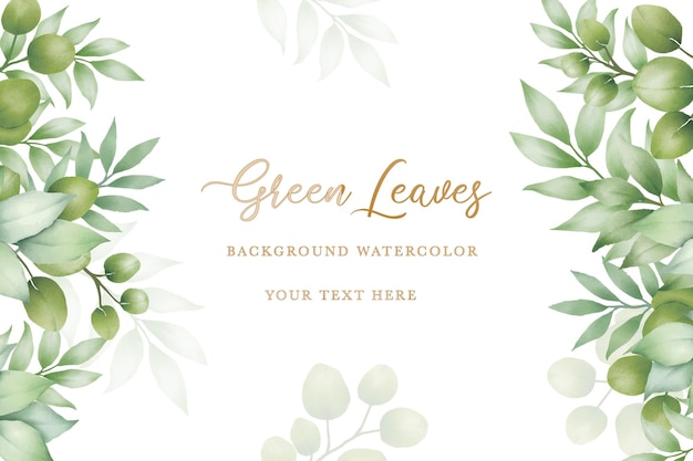 watercolor green leaves background