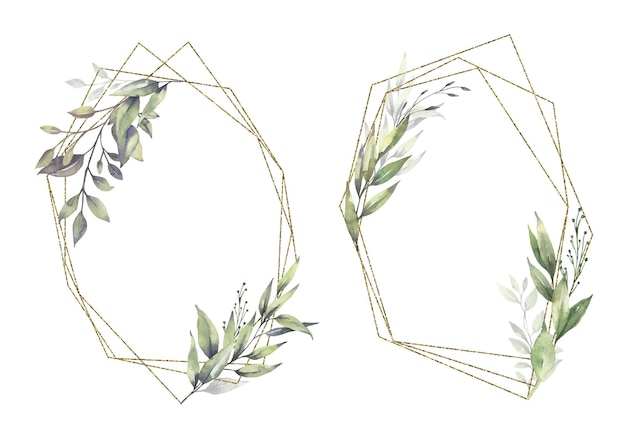 watercolor greenery frames