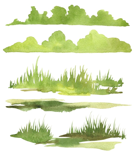 Watercolor Greenery landscape grass