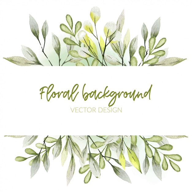 Watercolor greenery leaf frame