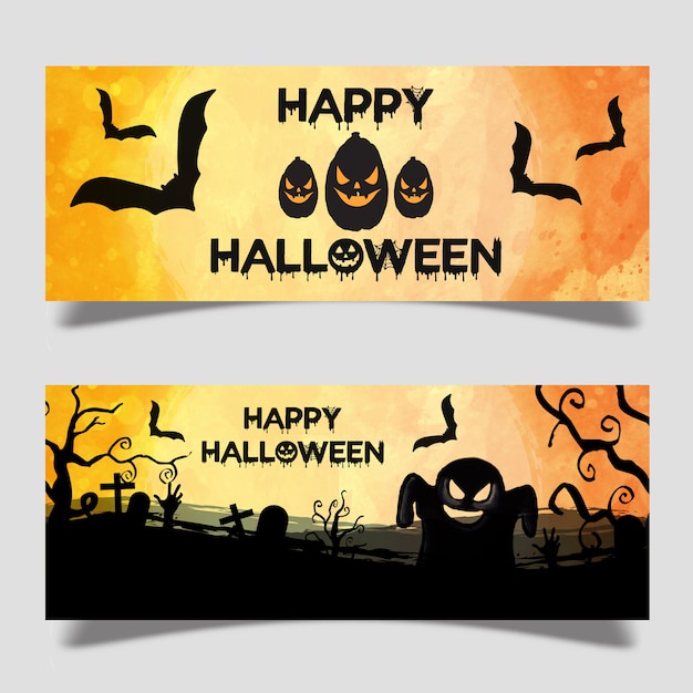 Watercolor Halloween Banner Design