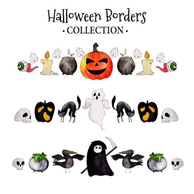 Watercolor Halloween Borders Collection