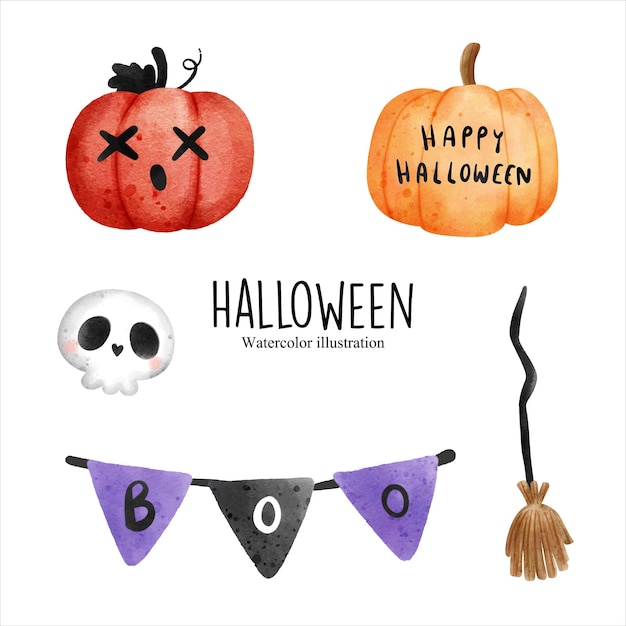 Watercolor halloween element halloween vector illustration