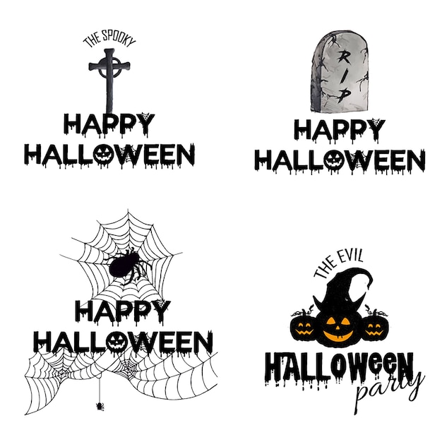 Watercolor halloween logo designs