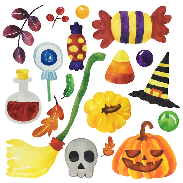 Watercolor Halloween set.