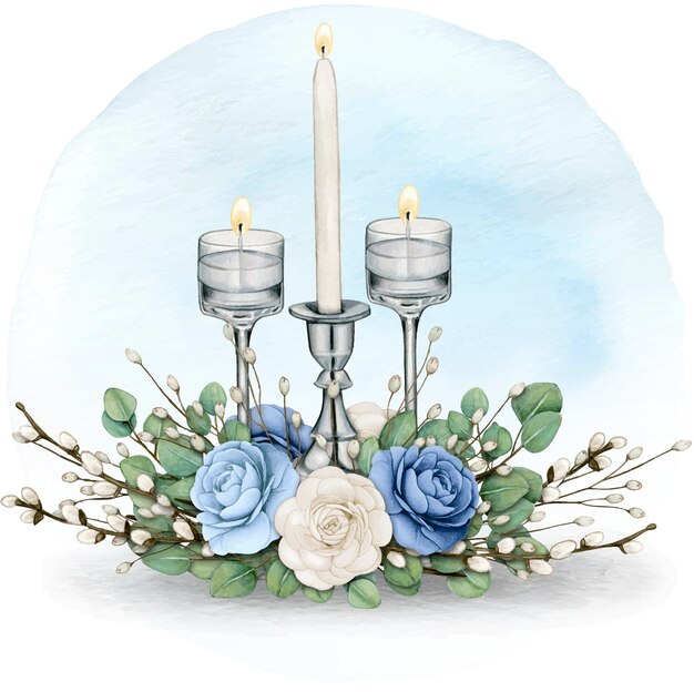 Vector watercolor hand drawn elegant floral centerpiece