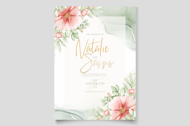 watercolor hand drawn floral and leaves card set