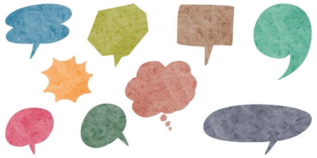 Watercolor hand drawn speech bubbles isolate on white background vector illustration