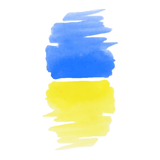 Watercolor hand painted stylish flag of Ukraine Blue and Yellow National Colors on white background