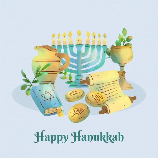 Watercolor hanukkah festival