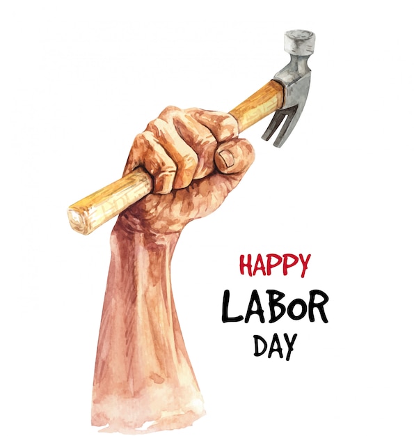 Watercolor Happy Labor day illustration.