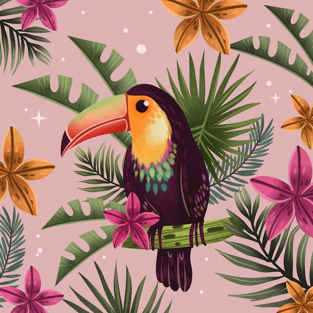 Watercolor hawaiian aesthetic illustration