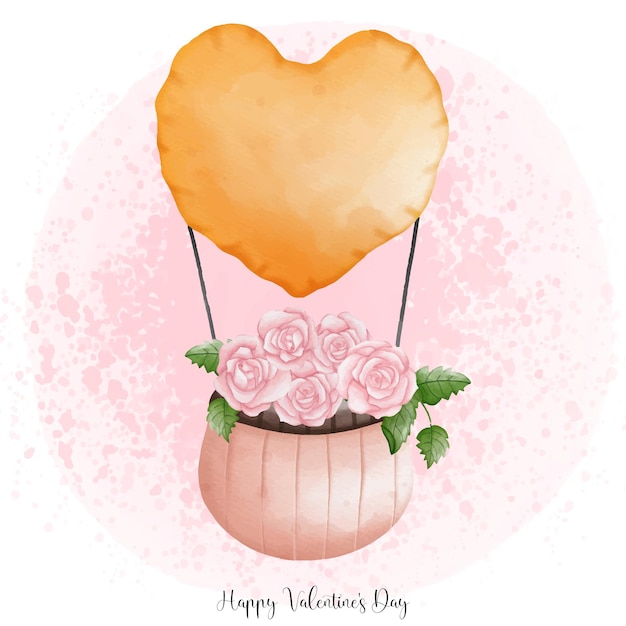 Watercolor Heart balloon Balloon of Love Valentine's Day Heart Balloon Valentine Element