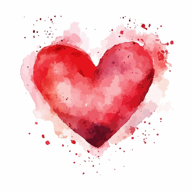 Watercolor Heart Logo Clipart Isolated on White Background