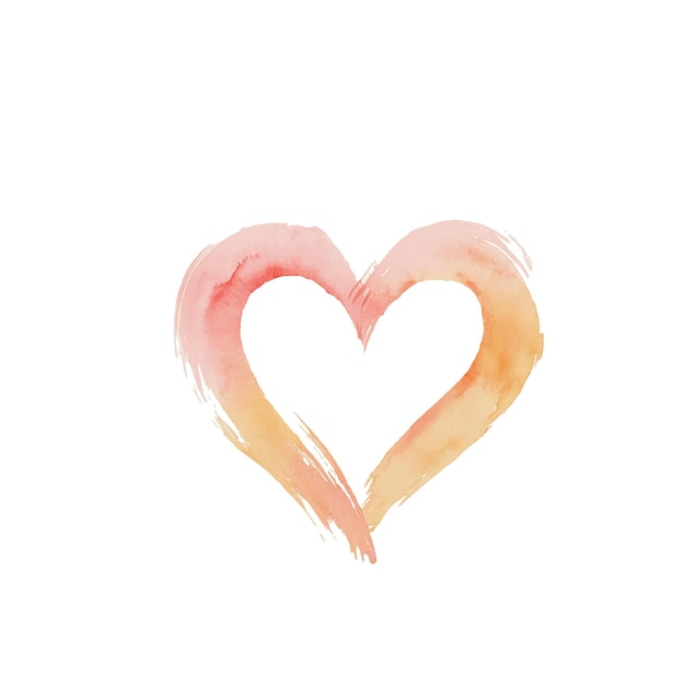 Vector watercolor heart shape love symbol simple design