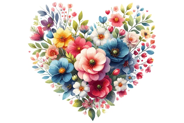 Watercolor Heart with Flowers design