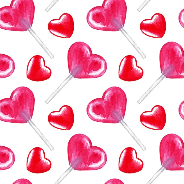 Watercolor hearts Seamless pattern Valentines Day pattern with hearts