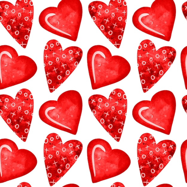 Watercolor hearts seamless pattern Valentines day wallpaper pattern with cute hearts