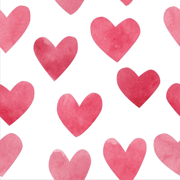 Watercolor hearts. Seamless pattern