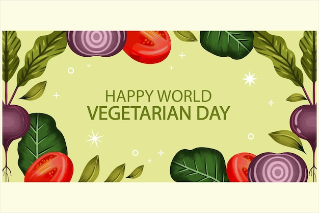 Watercolor horizontal banner template of world vegetarian day vector