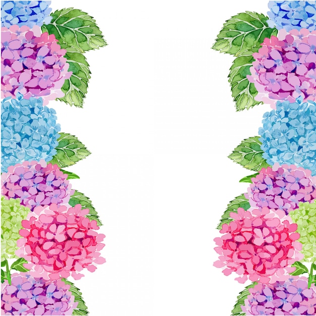  Watercolor Hydrangeas Flower Frame Border Template