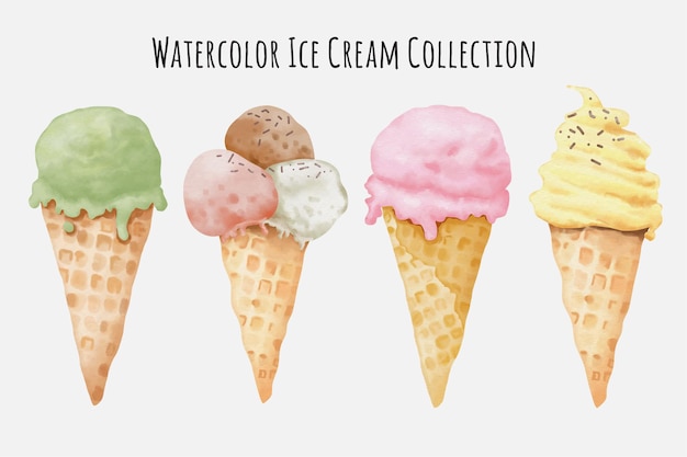 Watercolor ice cream collection