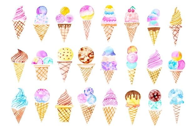 Watercolor ice cream collection