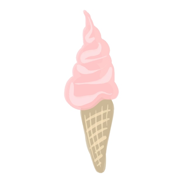 Watercolor ice cream in waffle cone isolated on white background Hand drawn illustration