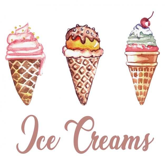 Watercolor ice creams