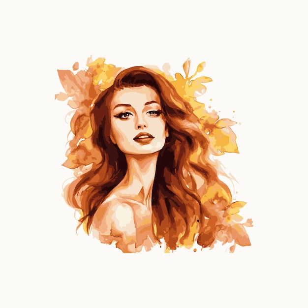 Watercolor illustration of a beautiful woman