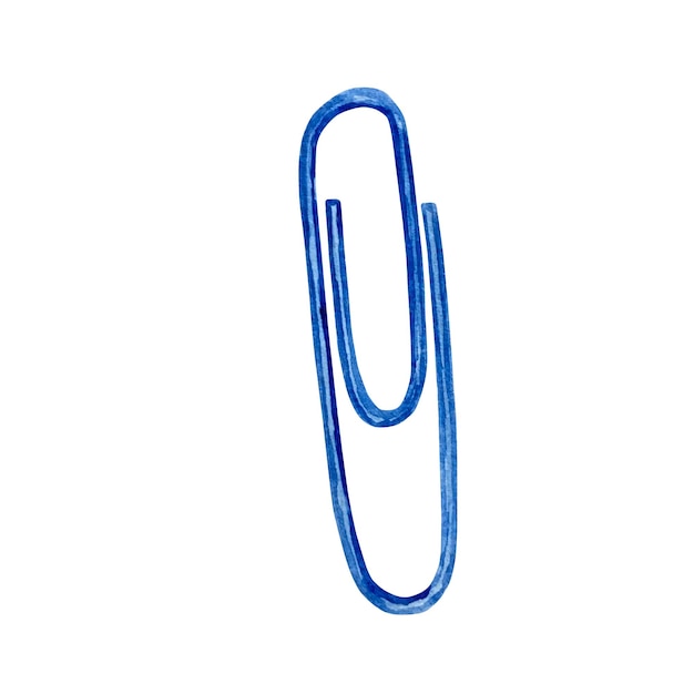 Watercolor illustration blue paper clip