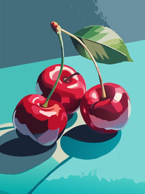 Vector watercolor illustration cherries vector illustration flat 2