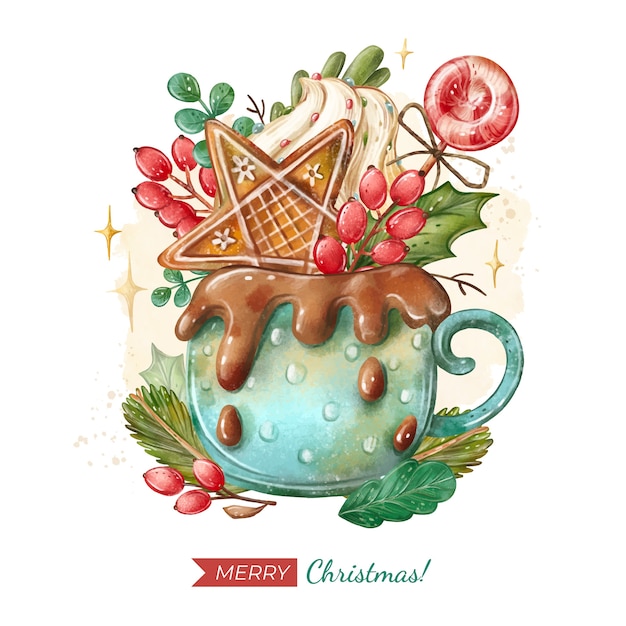 Watercolor illustration for christmas season celebration