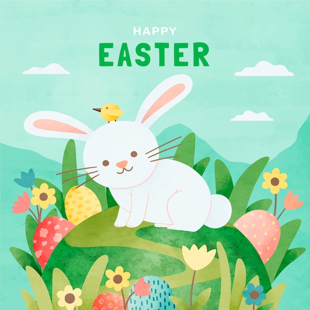 Watercolor illustration for easter holiday