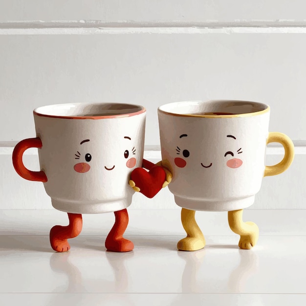 watercolor illustration of a pair of cup characters