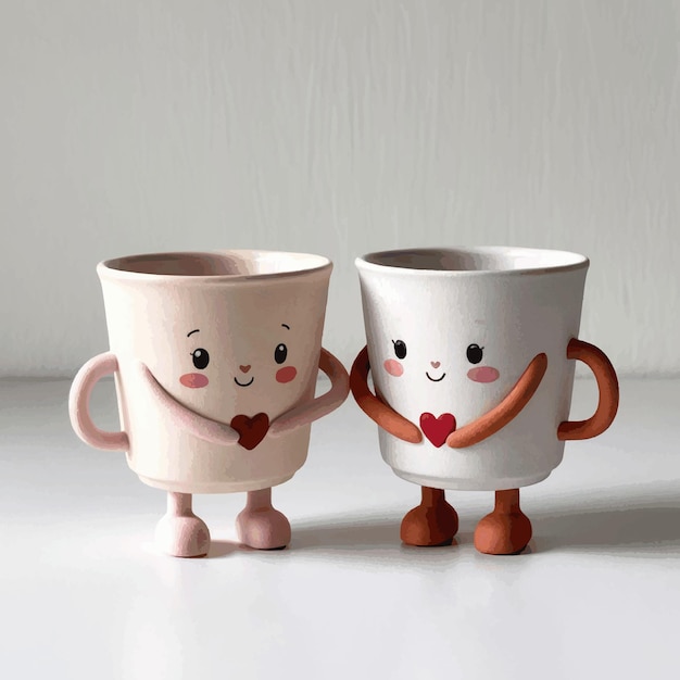 watercolor illustration of a pair of cup characters