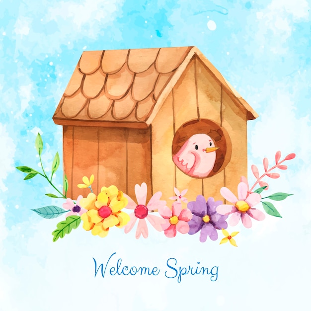 Watercolor illustration for spring season celebration