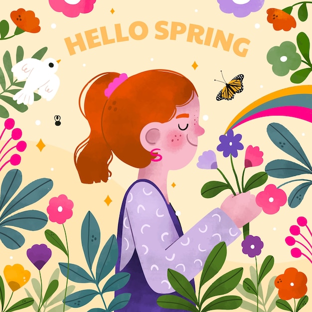 Watercolor illustration for spring season celebration