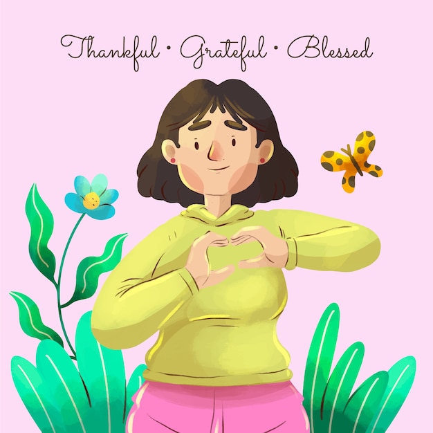 Watercolor illustration for world gratitude day