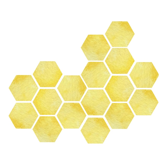 Watercolor illustration of yellow big bees combs isolated on white background Bee background