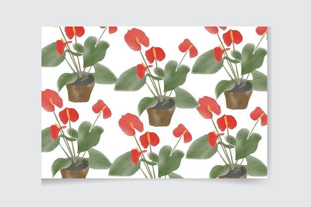 Watercolor indoor plants seamless pattern