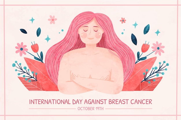 Watercolor international day against breast cancer background