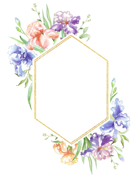 Watercolor irises frame