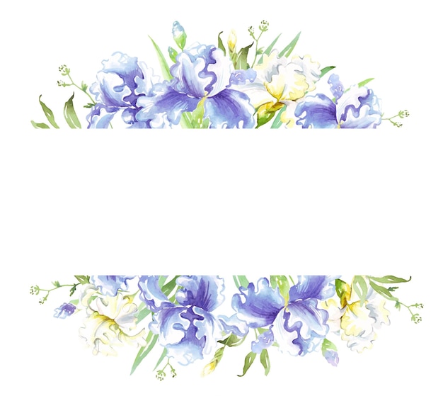 Watercolor irises frame