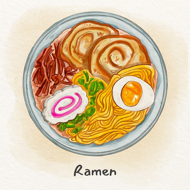 Watercolor  japan food illustration