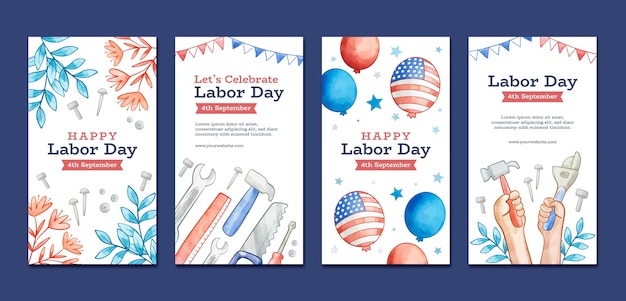 Vector watercolor labor day template design